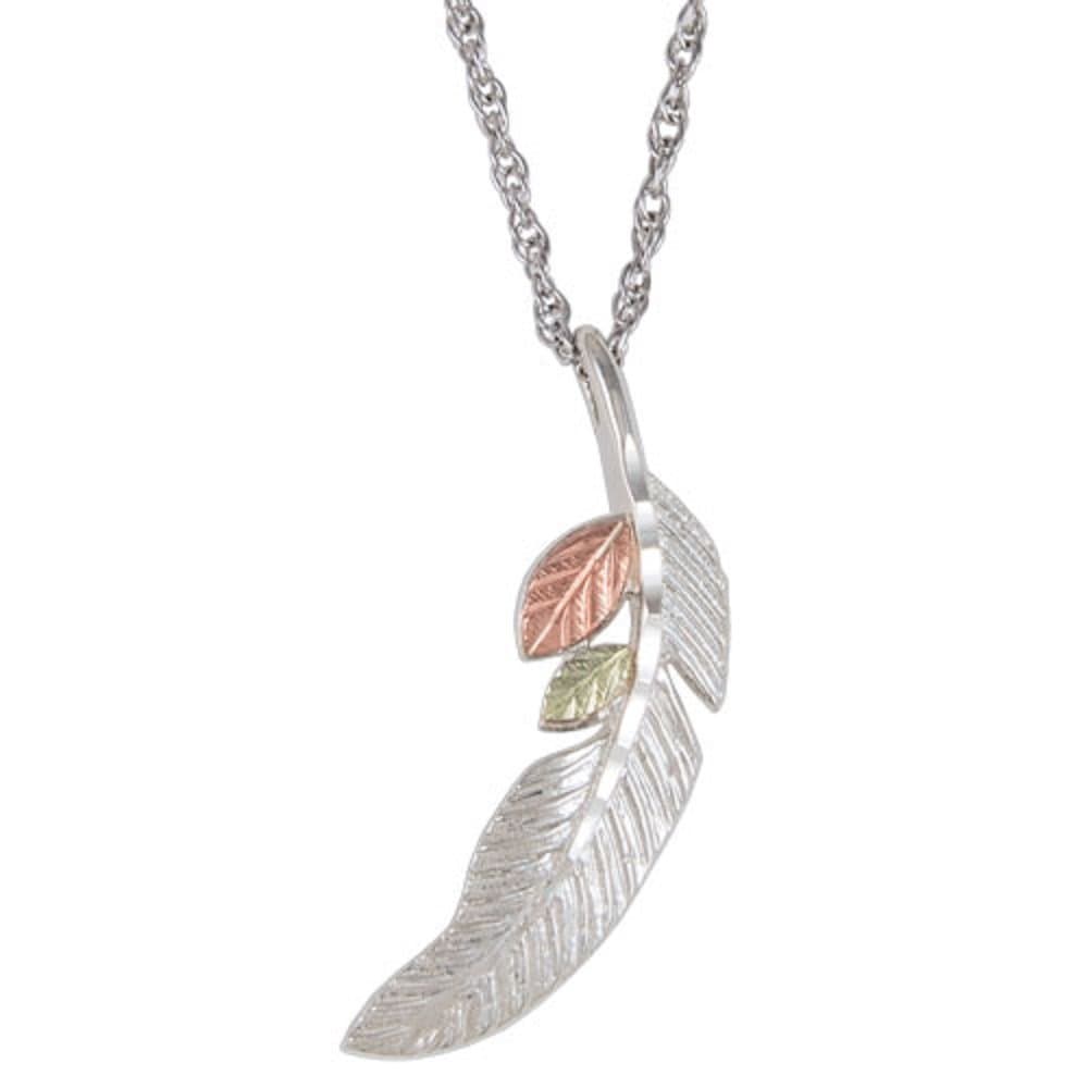 Black Hills Gold Silver Feather Necklace