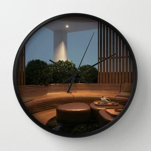 KET Art Design Wall Decor Clock, Terrace Sofa Table Comfort Black Frames Wall Clock Watch Wall 10" Diameter Unique Wall Clocks