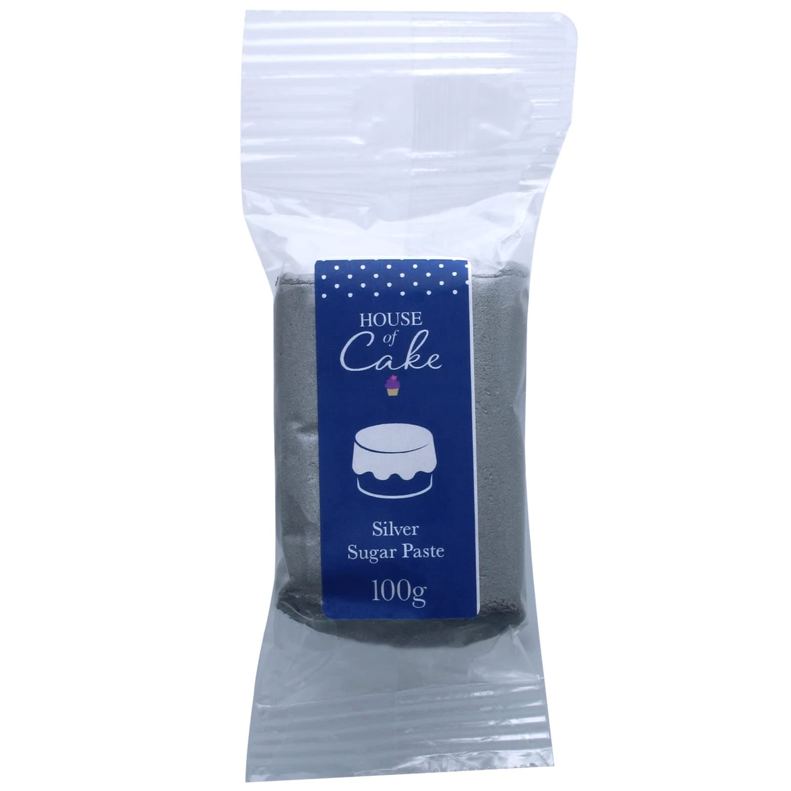 Metallic Silver Edible Sugar Paste, Fondant Icing for Modelling, Marbling, Lettering, & Creating Shapes, Add a Shiny Smooth Finish to Cakes & Cupcakes,Silver 100g,small