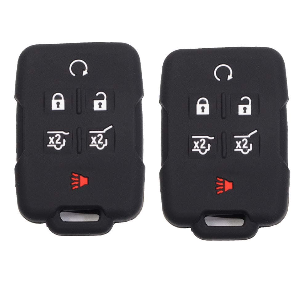 Btopars 2pcs 6 Button Black Remote Smart Key Fob Silicone Case Cover Protector Holder Jacket Compatible with Chevy Chevrolet 2015-2017 Suburban Tahoe 2015-2019 GMC Yukon
