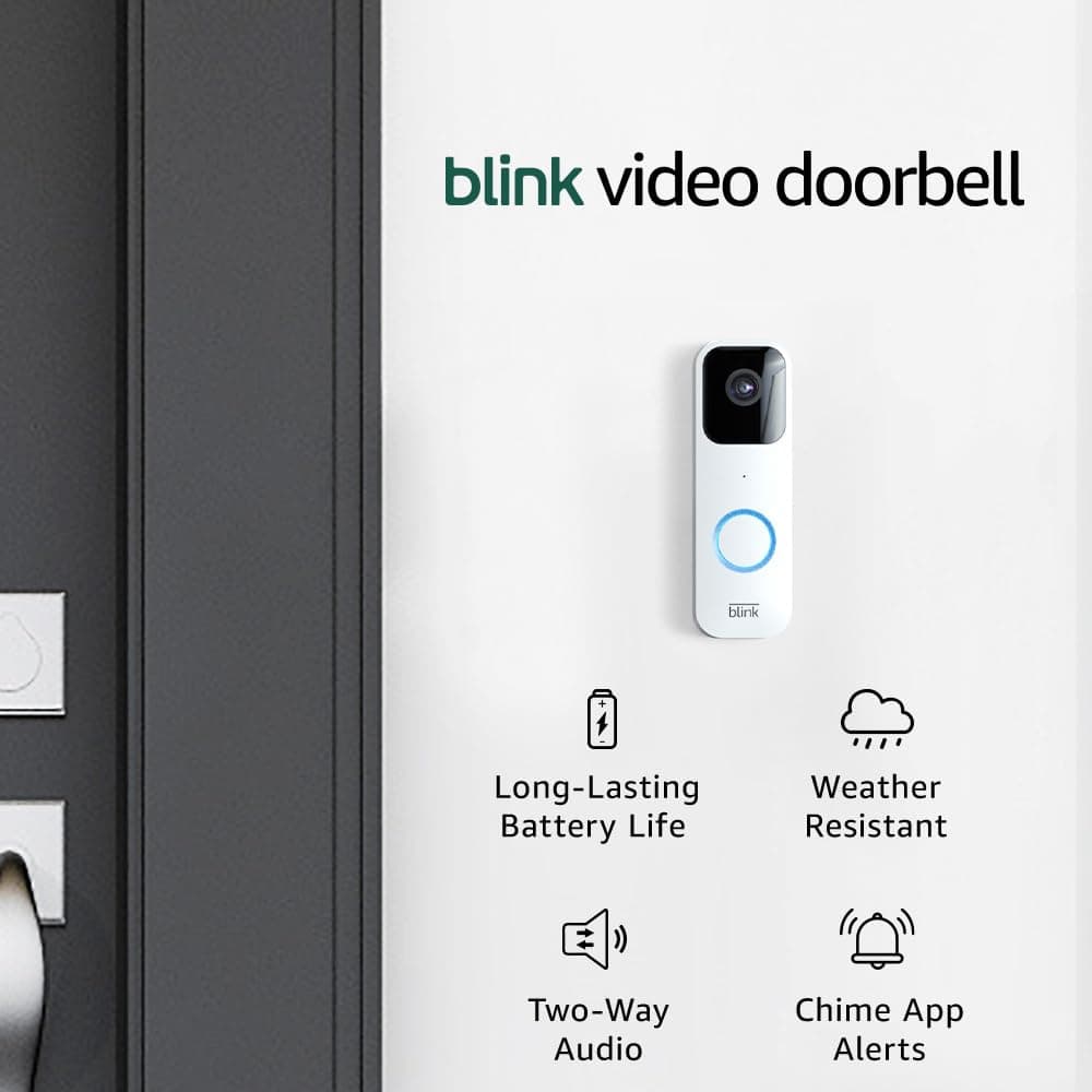 Blink Video Doorbell + Sync Module 2 | Two-way audio, HD video, long-lasting battery life, motion detection, chime app alerts, Works with Alexa (White)