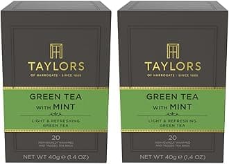 Taylors of Harrogate Green Tea with Mint, 20 Count (Pack of 2)