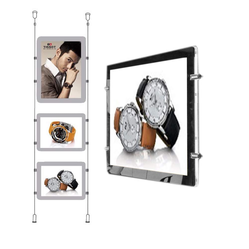 Double Side Halo Light Acrylic Frame For Ceiling Hanging Advertising Window Signs With Hanging Kits（1pcsA2 with 2pcs A3）