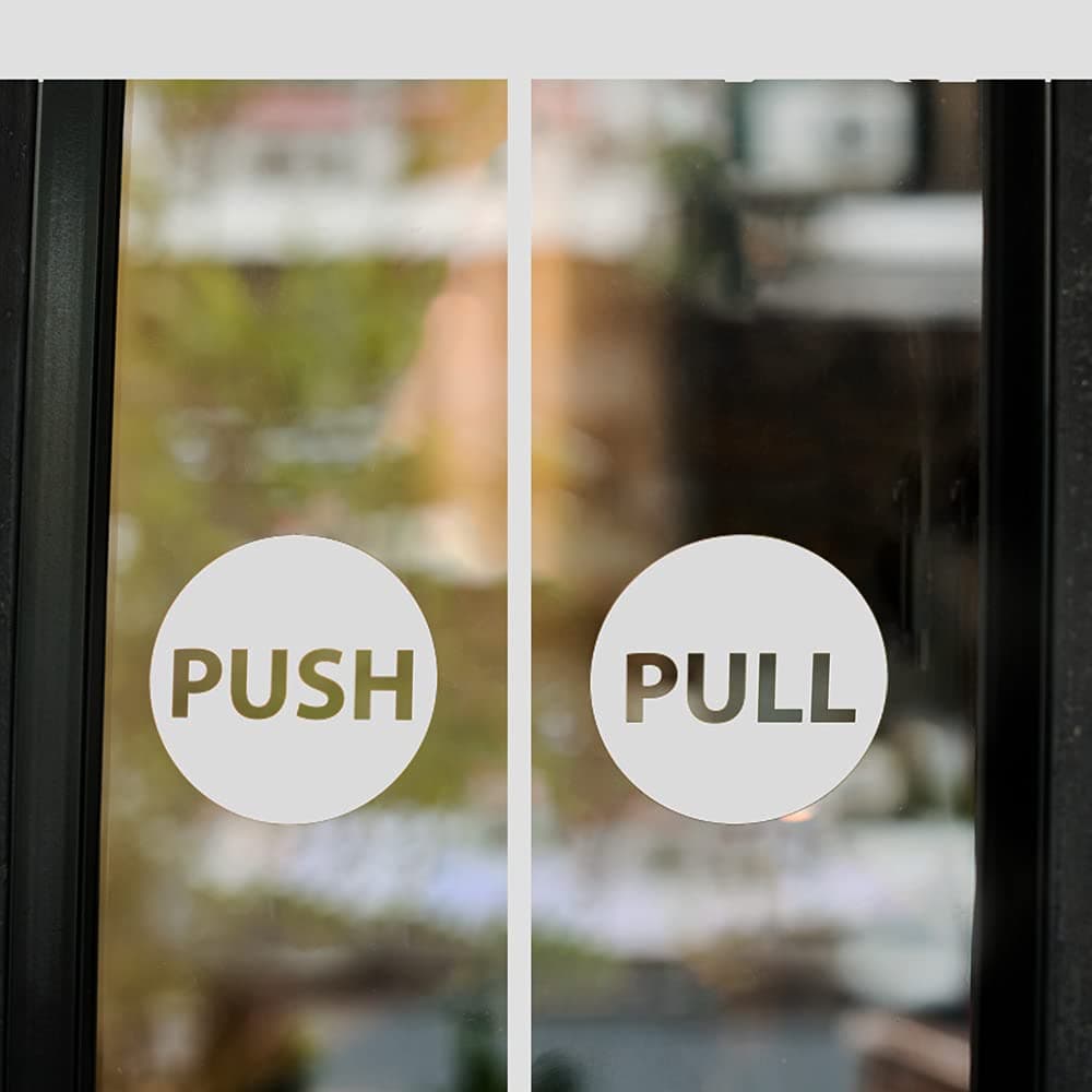 Pull Push Door Stickers 6cm Shop Window Salon Bar Cafe Restaurant Office Vinyl Sign