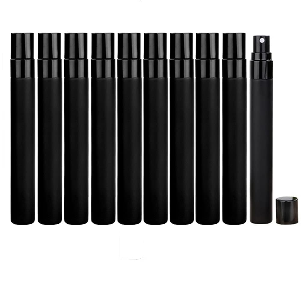 Wresty 10 Pcs Blask Glass Spray Bottle 10ml Perfume Atomizer Refillable Travel Fine Mist Spray Bottle Liquid Fragrance Sample Atomizer Spray Bottles