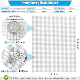 Valchoose Upgraded 2Pack Mesh Screen Crimped 304, 5 Mesh 11 X 14.2 inch, Not Easy Falling Off Metal Mesh Woven, Pretty Sturdy Wire Mesh Not Rusty, Stainless Steel Mesh Flexible, Heat Resisting