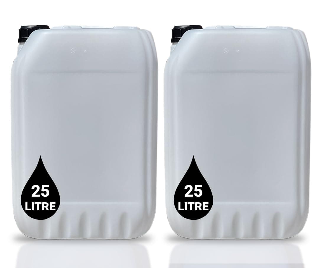 2 x 25L Plastic JERRY CAN for Water & Chemicals Storage Container – UN Certified Food Grade Stackable with Tamper-Evident Cap, Ideal for Outdoor Camping Emergency and Industrial Use