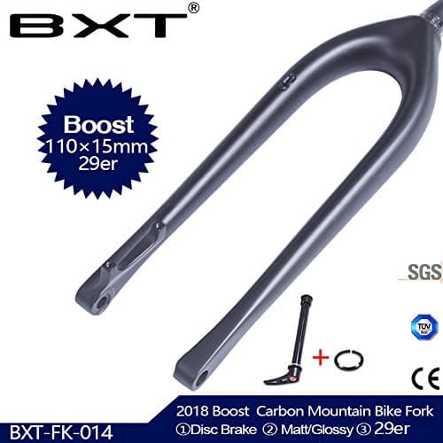 BXT Full Carbon MTB Fork Boost 110mm×15mm 29er Mountain Bike Fork 29" inch disc Brake Tapered 1-1/8 to1-1/2 Thru Axle Fork UD Matte/Glossy