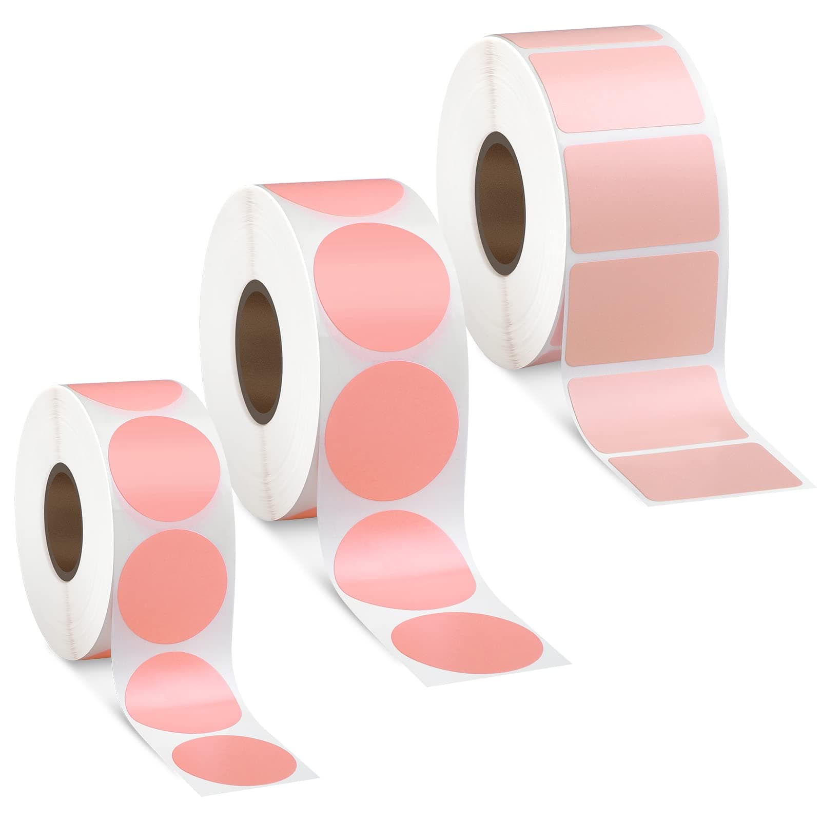 Gersoniel 3 Rolls 2600 Mini Thermal Labels Thermal Printer Sticker 0.8 "-1.2" Small Size Self Adhesive Stickers Address Shipping Barcodes Sticker Labels for Printer, Rectangle and Round