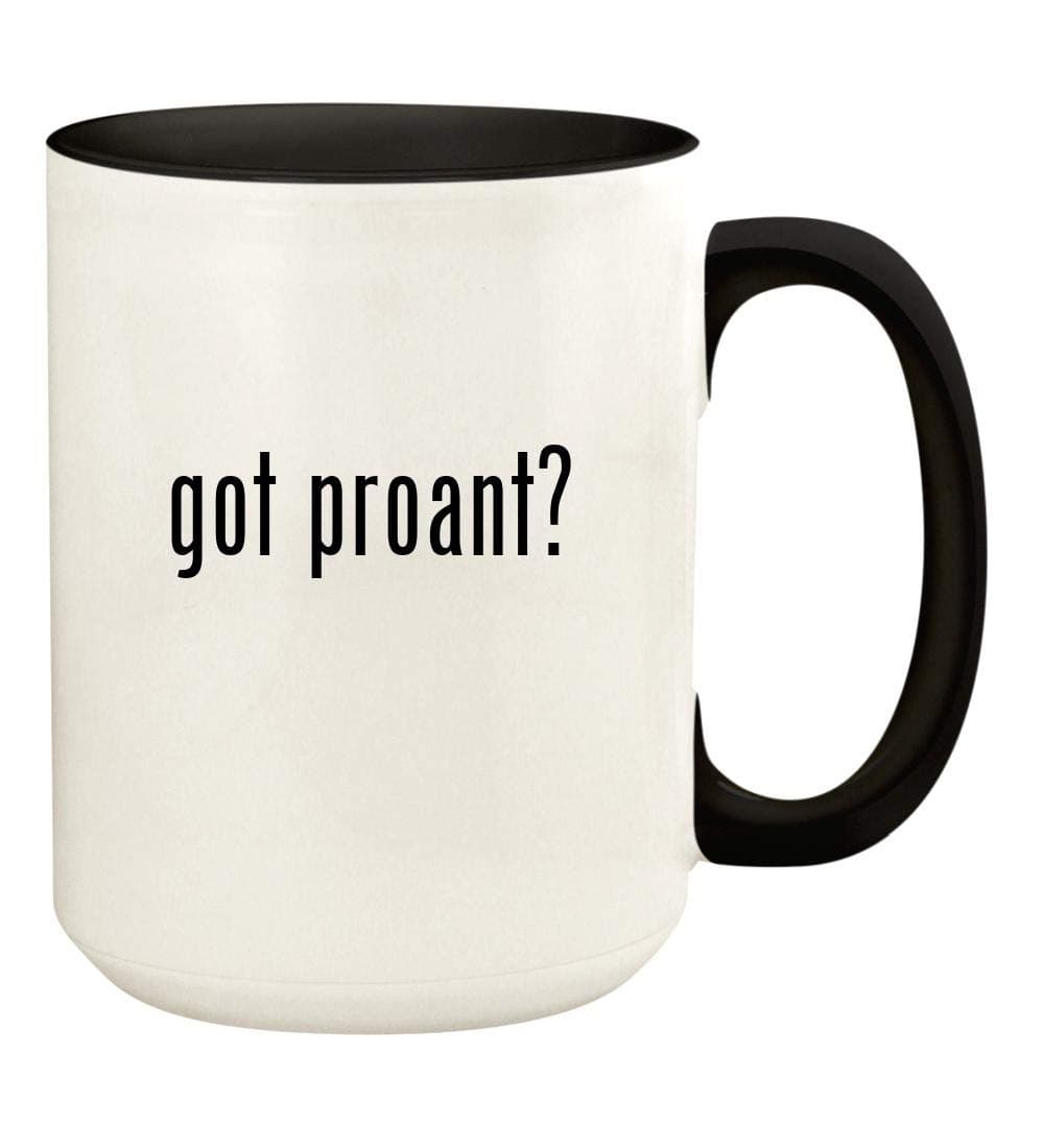 Knick Knack Gifts got proant? - 15oz Ceramic Colored Handle and Inside Coffee Mug Cup, Black