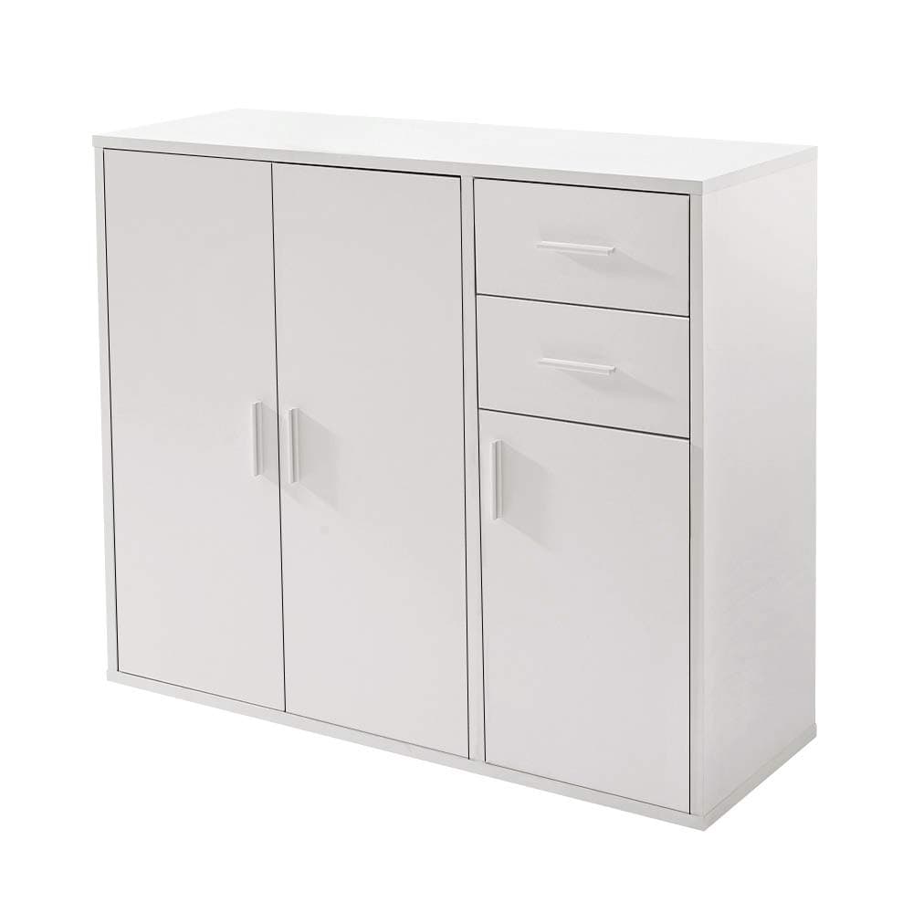 Panana Sideboard Storage Cupboard Cabinet Unit with Doors and Drawers Living Room Bedroom Furniture (White)