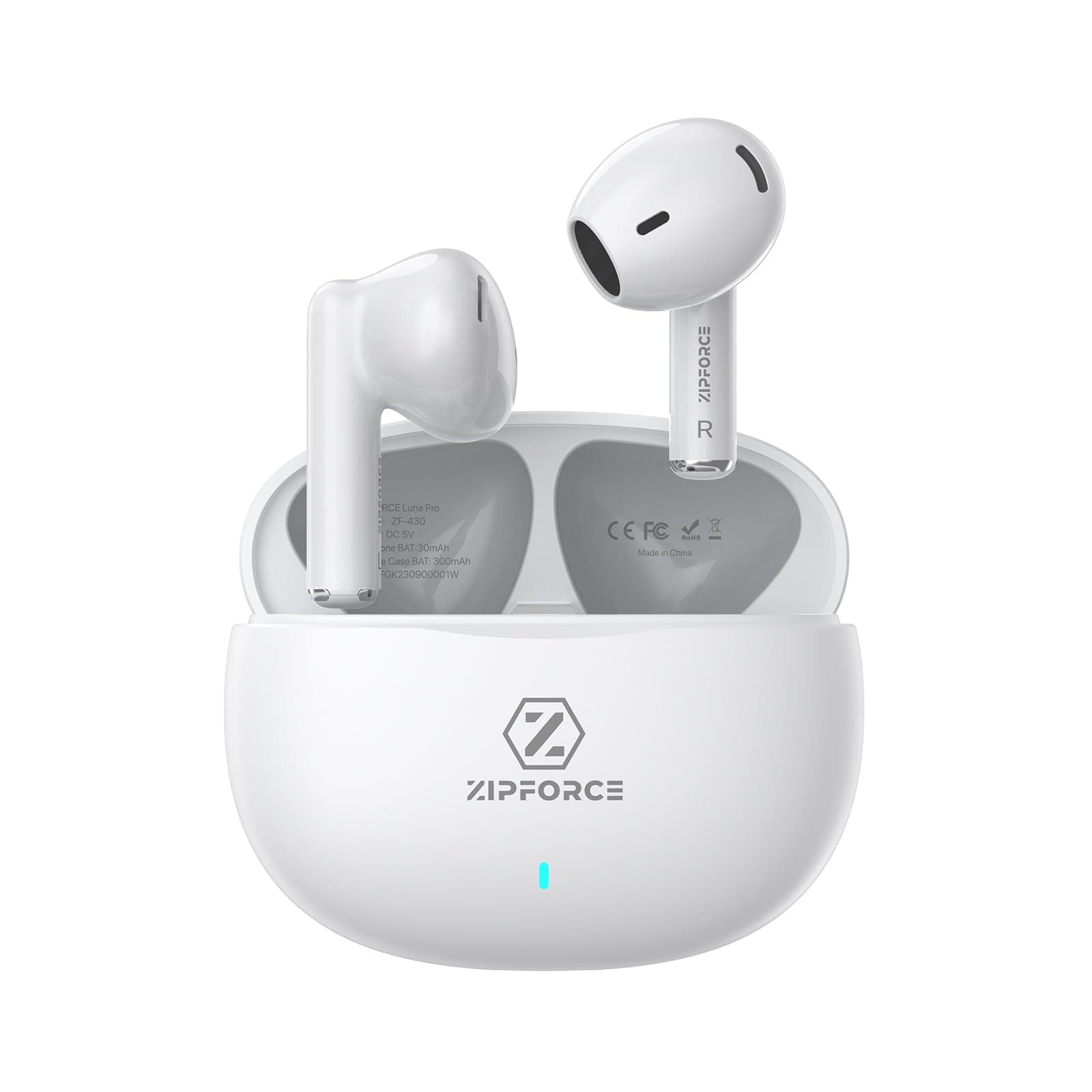 ZIPFORCE True Wireless Earbuds, in-Ear Bluetooth 5.3 Headphones 4-Mics ENC Clear Call, Bluetooth Earbuds Touch Control 40 Playtime, IPX6 Waterproof TWS, Light-Weight Earphones