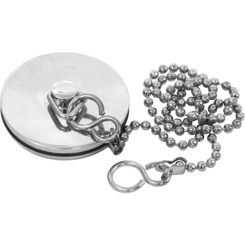 Chrome Sink Plug with Chain for Kitchen or Bath - 45mm (1.3/4 Inch) with Ball Type and S Hook Shaped Chain Made of Stainless Steel 450mm (18 Inch) (45mm)