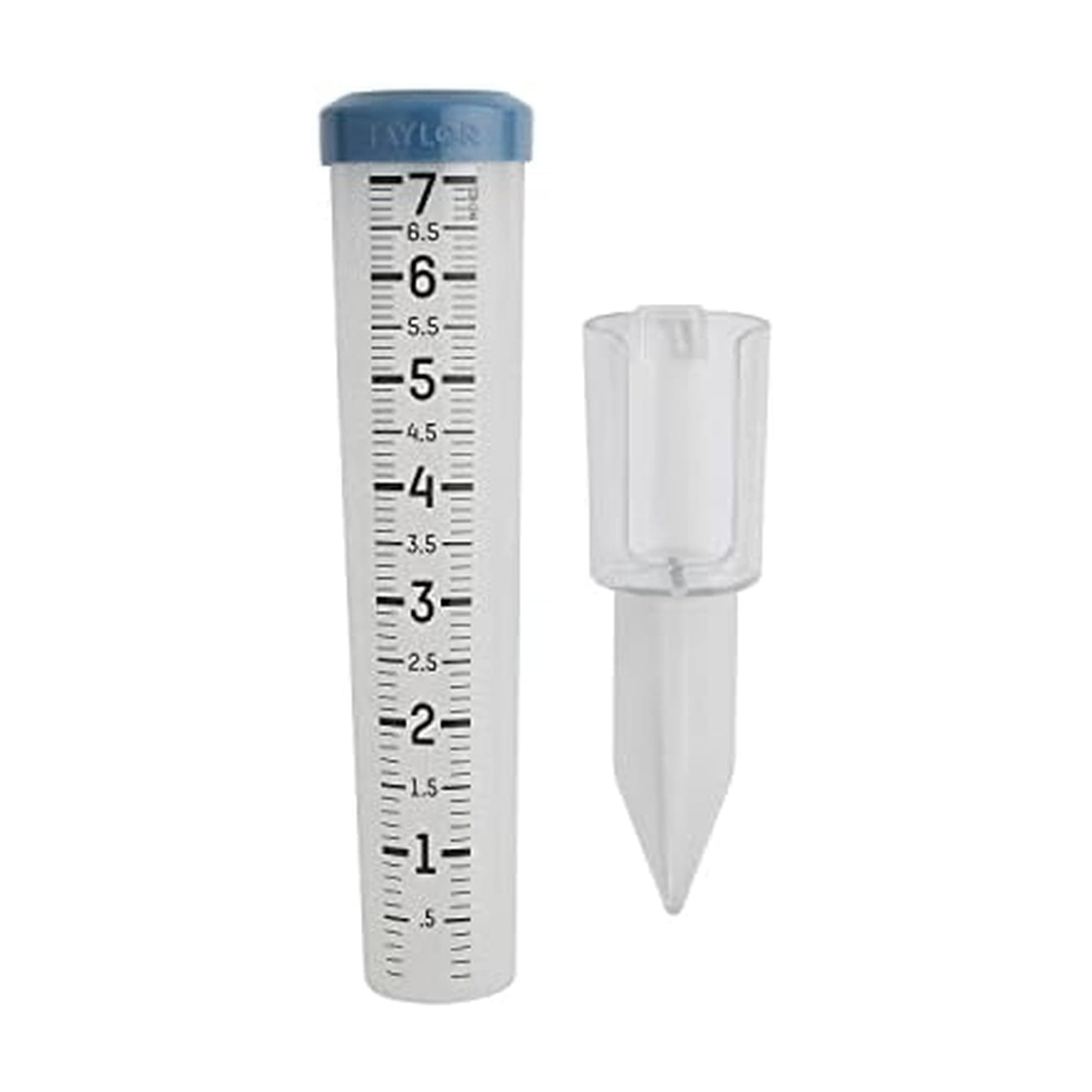 Taylor 7 inch Capacity Easy to Read Break Proof Flexible Silicone Rain Gauge, Post Mount or Ground Stake,Teal