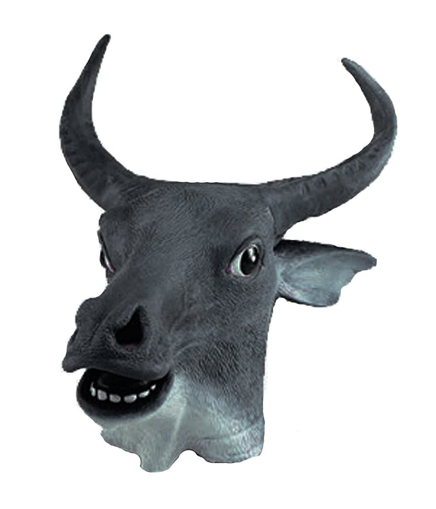 Latex Full Head Black Steer Bull Mask