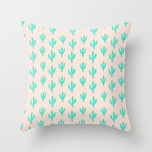Cactus Print Canvas Square Throw Pillow Covers Decorative Accent Pillows Pillowcase 18 x 18 for Girls