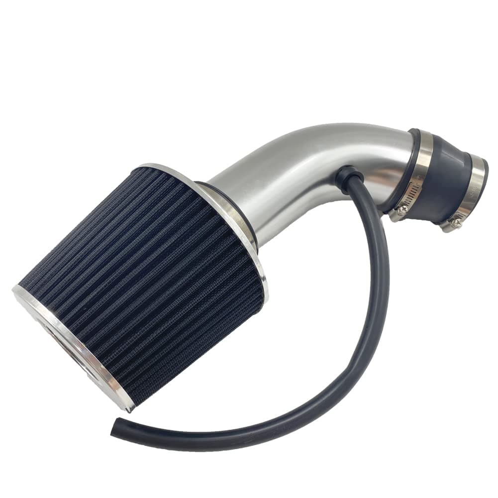 3" Universal Cold Air Intake Kit Intake Pipe Kit Aluminium Automotive Air Intake Air Filter Induction Flow Hose Pipe Kit Silver Tube