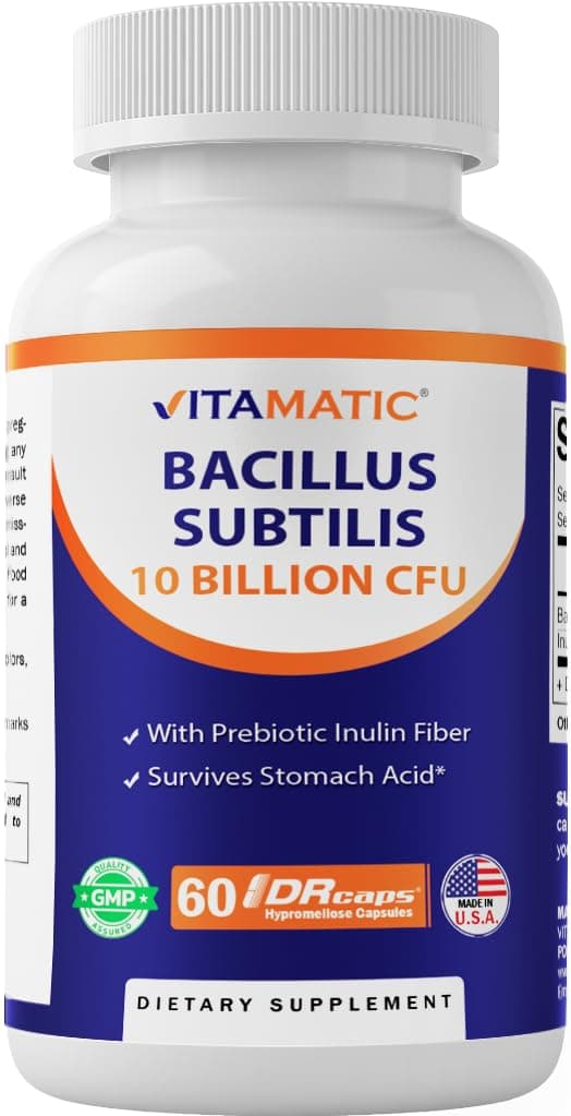 Bacillus Subtilis Capsules 10 Billion per DR 60 Count Support Digestive, Gut and Immune Health Ma
