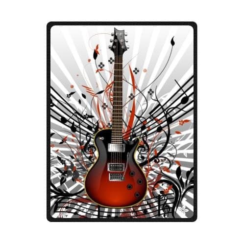 Distinctive Guitar Music Notes Super Soft Fleece Blankets Throws,58 x 80 inches(Large)