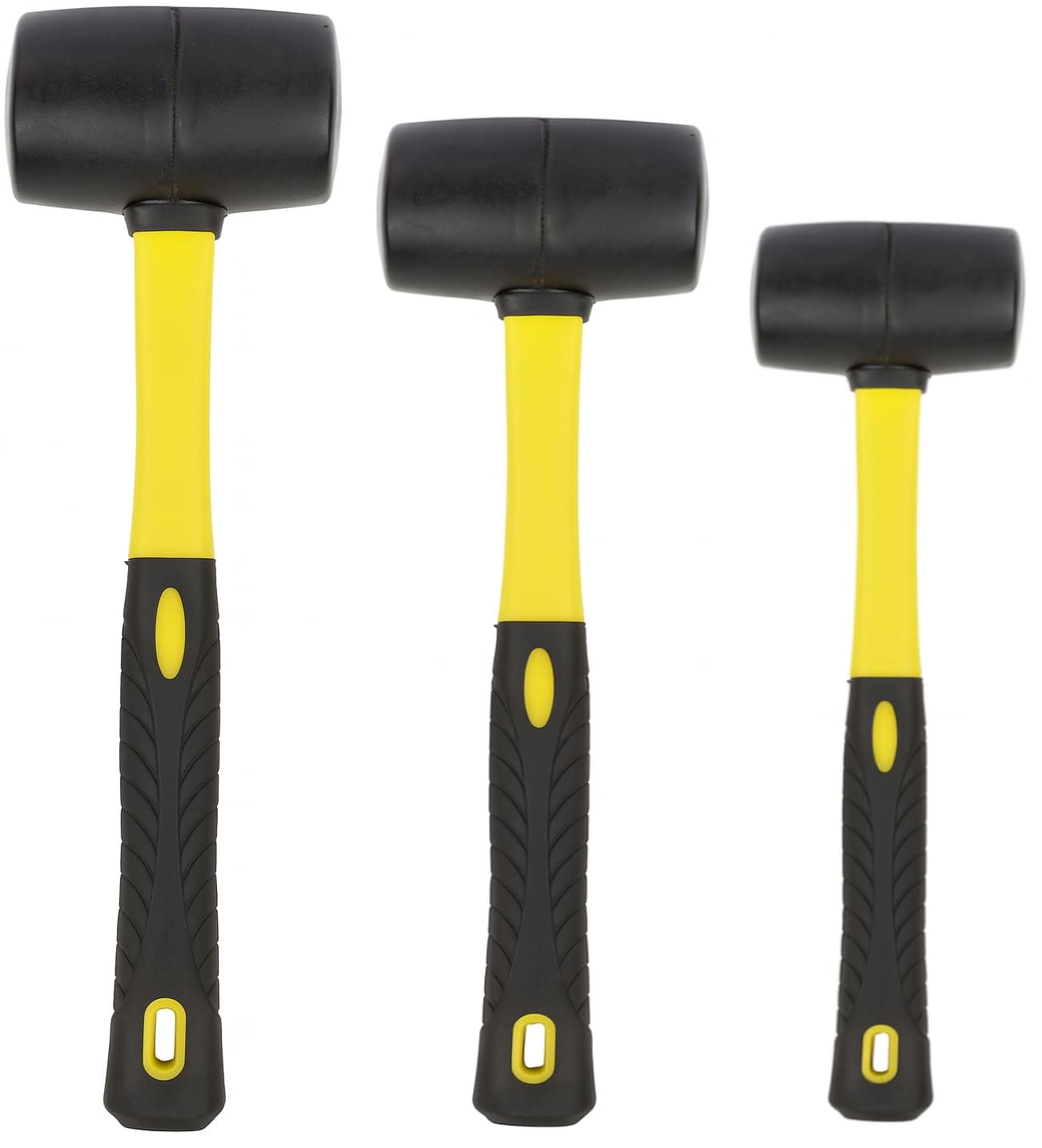Benchmark - Rubber Mallet Set - 3 Sizes (8 oz, 16 oz, 32 oz) - Durable Low Recoil Rubber Heads with Sure Grip Fiberglass Handles