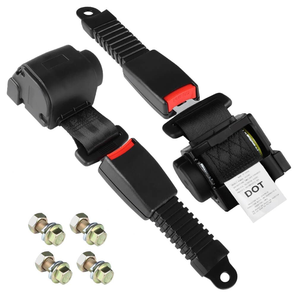 Retractable 61" DOT Seatbelts, Universal 2 Point Adjustable Seat Belts for Golf Carts EZGO, Yamaha, Club Car, ICON, Star, Zone Golf Carts, Go Kart, Forklift (2 Set)
