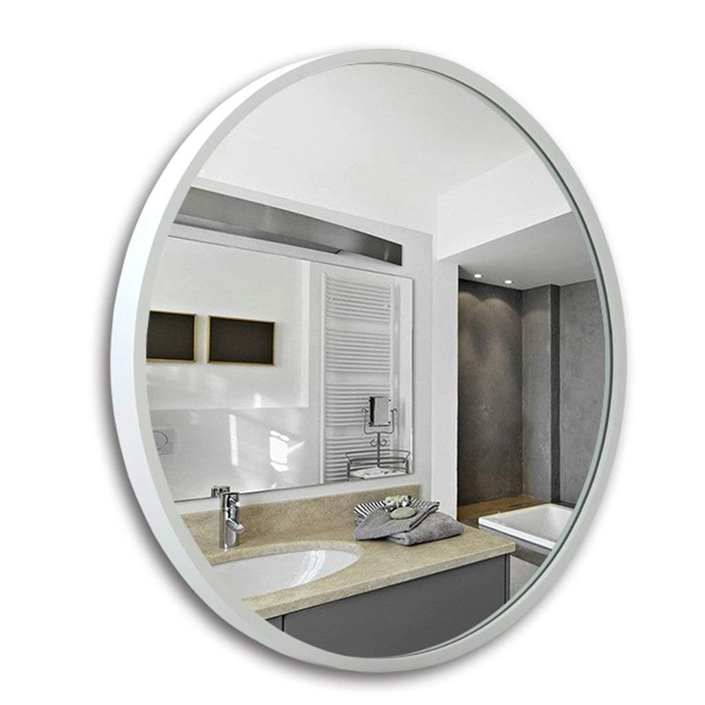 Bathroom Mirrors Vanity Mirror Round Mirror Makeup Mirror Bedroom Mirror Wall Mount Mirror Solid Wood Frame HD Mirrors (Color : White, Size : Diameter 70cm (27 inches))