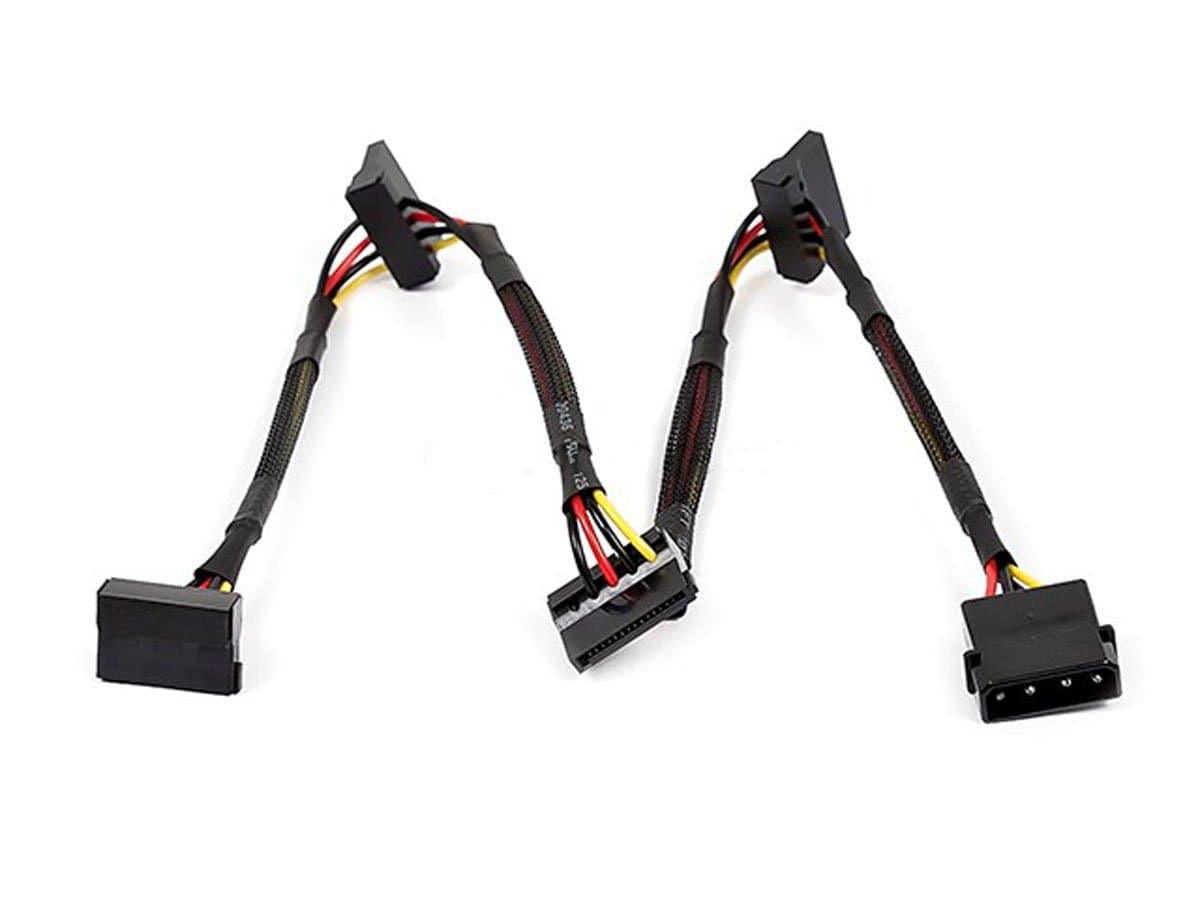 Data Cable - 2 Feet - 4-pin MOLEX Male to 4X 15-pin SATA II Female Power Cable (Net Jacket)