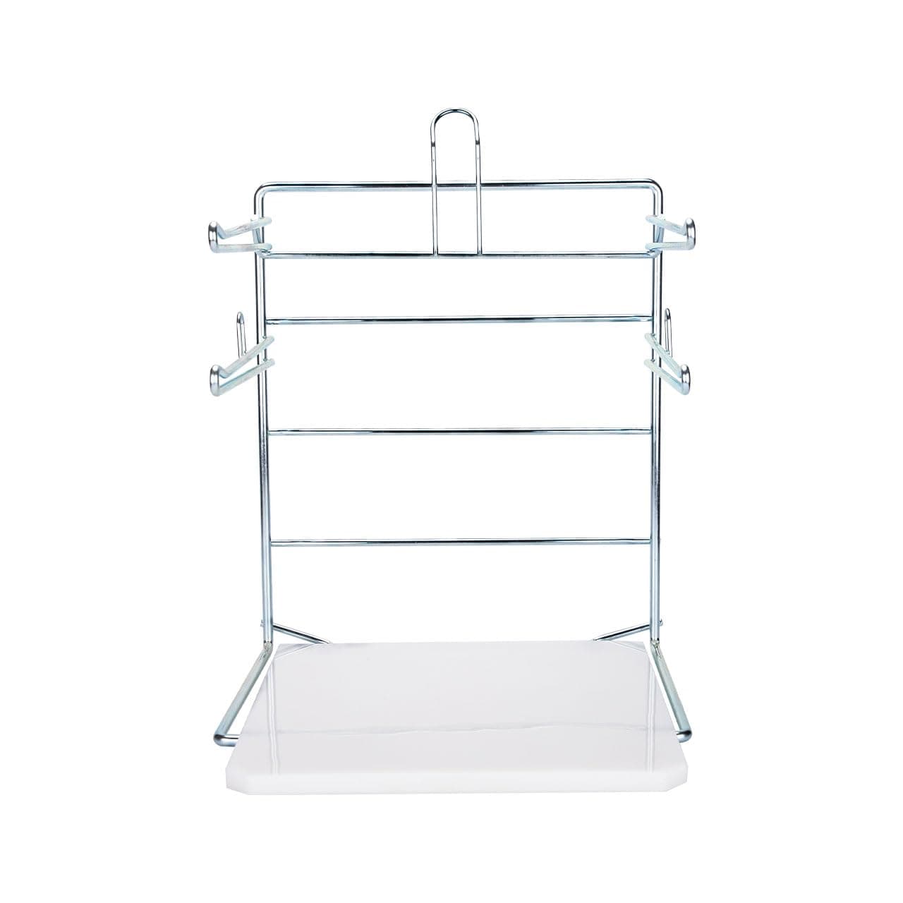 SSWBasics Plastic Grocery Bag Holder - Durable Chrome Stand for Easy Storage - Fits 11½”W x 6”D x 21”H Bags - Compact Unit, 12" W x 12" L x 16" H
