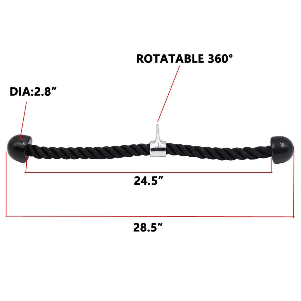 Greententljs Heavy Duty Triceps Pull Down Rope Nylon Gym Pulley Wockout Tricep Bar Cable Attachment Handles with Stainless Steel Spring Snap Hook Carabiner for Cable Weight Machine Gym & Home Pulley