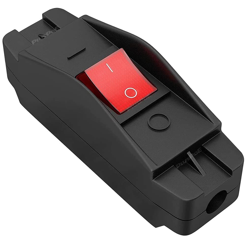 Inline Cord Switch, Heavy Duty 16A AC125V/250V Large Current in-Line On/Off Rocker Appliance Switch for High Power Lamp or Equipment, Red Led