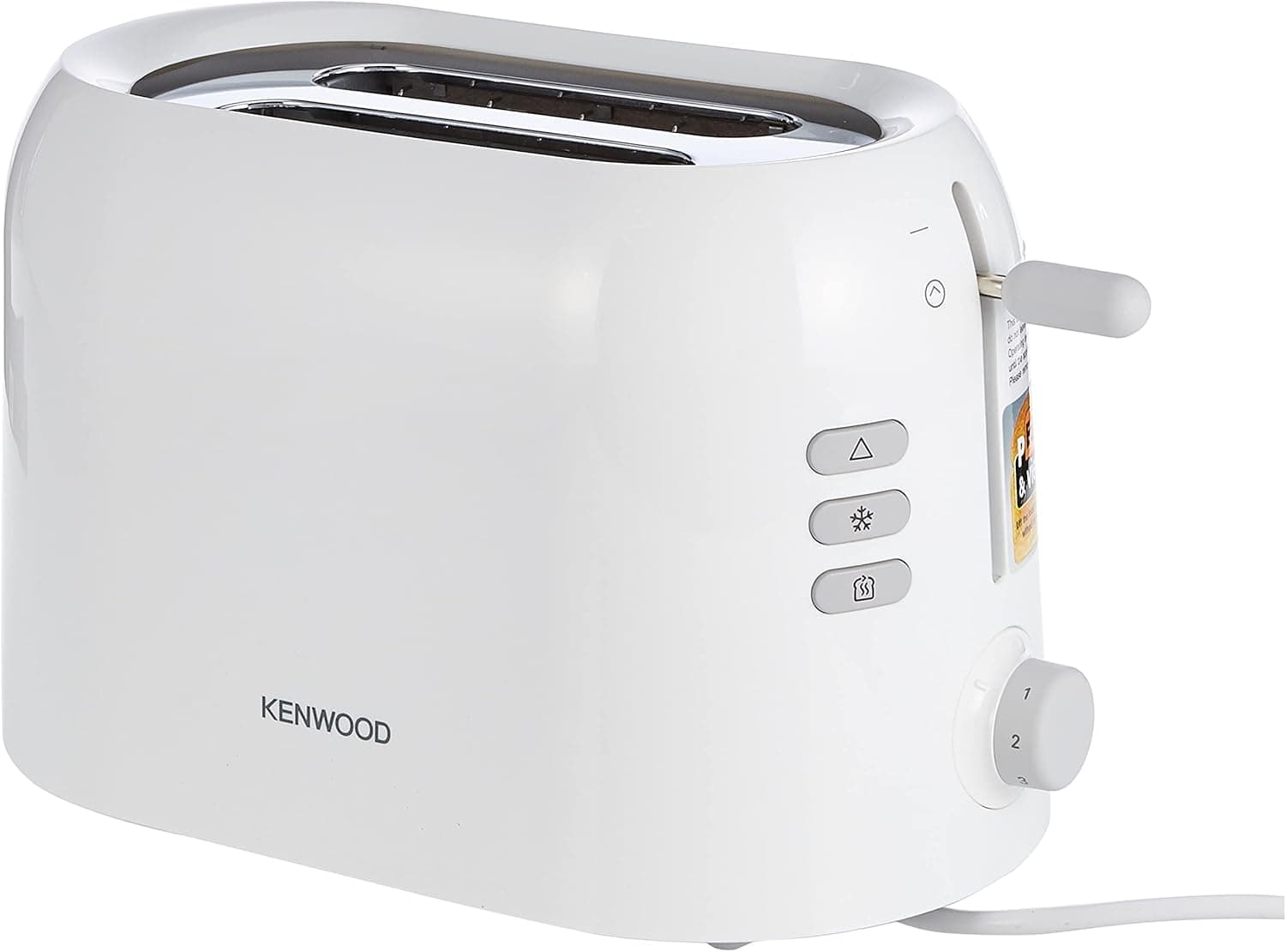 KENWOOD Toaster 2 Slice Bread Toaster with Adjustable Browning Control, Removable Crumb Tray for Easier Cleaning, Automatic Pop Up, Defrost, Warm & Cancel Function TTP200 White