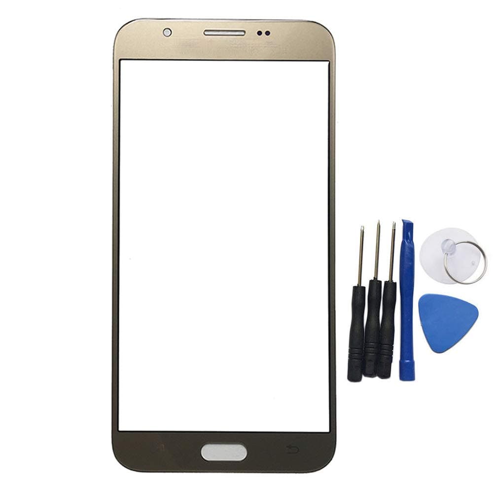 Front Screen Compatible with Galaxy J7 Prime 2017 SM-J727T1 & J7 2017 SM-J727 J727R4 J727V J727P SM-J727A & J7 Sky Pro Outer Glass Top Panel Lens Cover Replacement (No Digitizer & NO LCD) Gold