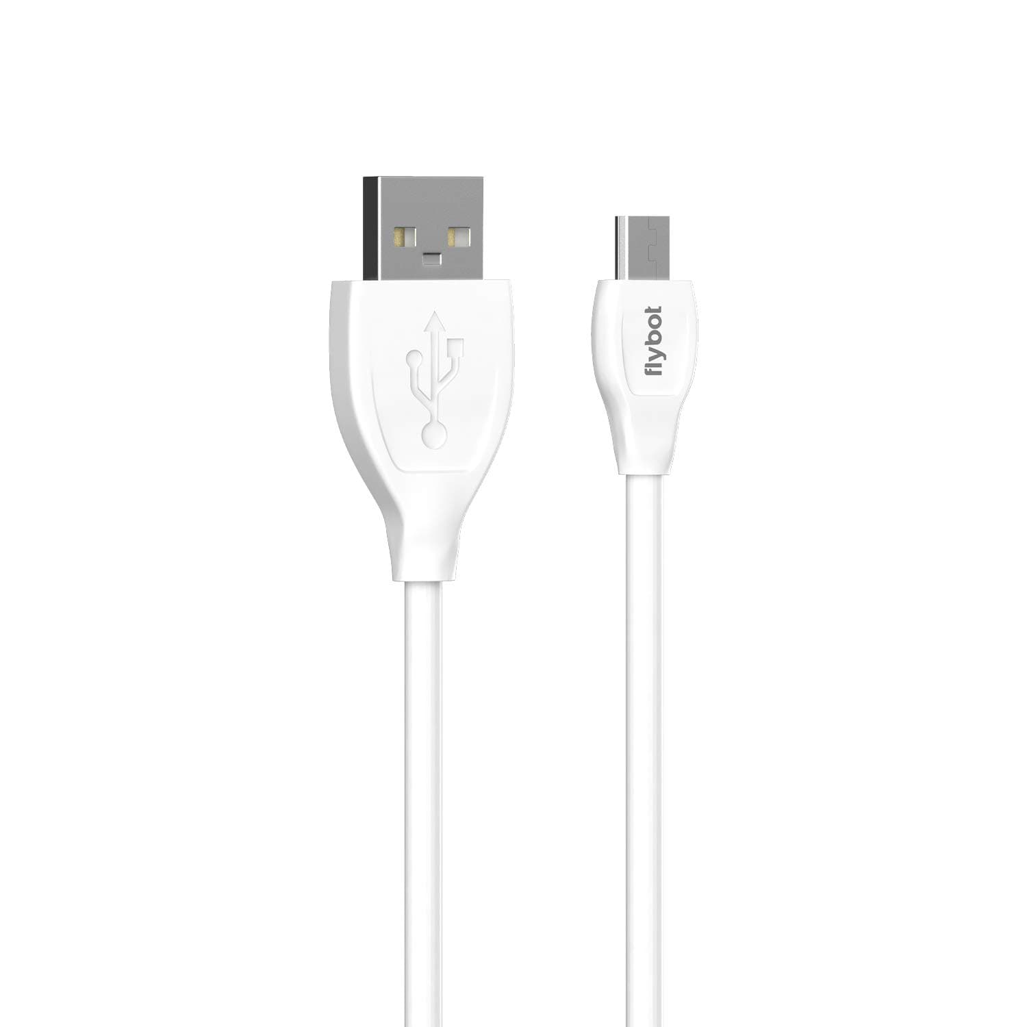 In-Viraat Flybot - Appario Flybot M4 Micro USB 3.0A Fast Charging and 480Mpbs Fast Data Transfer Cable for Personal Computer (Length - 1.5 Meter, Color - White)