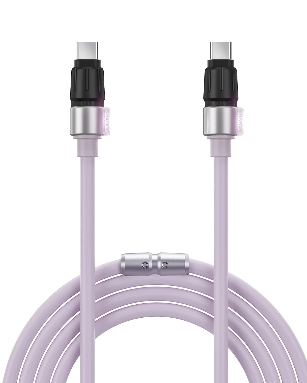 SHARGE Phantom USB-C & USB-C Cable, Tangle-Free Cable, USB PD Compatible, Silicone Material, Soft Cable, 240W, Compatible with Galaxy iPad Pro, MacBook Pro/Air, 4.7 ft (1.2 m)