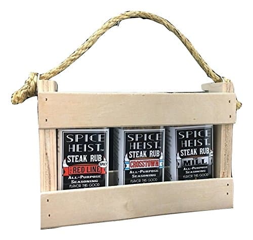 Steak Rub Rack Gift Set by Spice Heist, 3 jars + wood rack