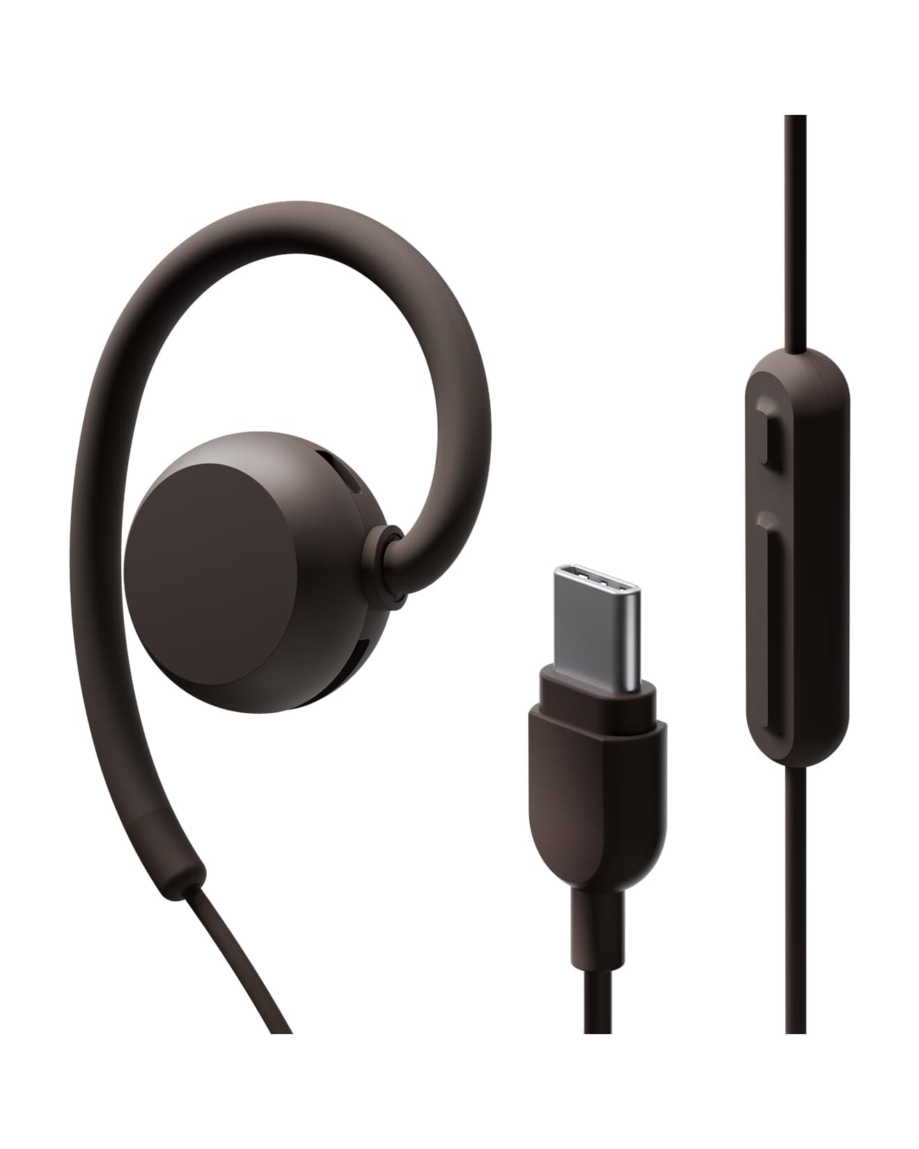 nwm Wired On-Ear Speakers (USB Type-C Open Ear Earphones) Prevents Sound Leakage with PSZ Technology Including Microphone Designed by NTT Sonority in Japan | Dark Brown