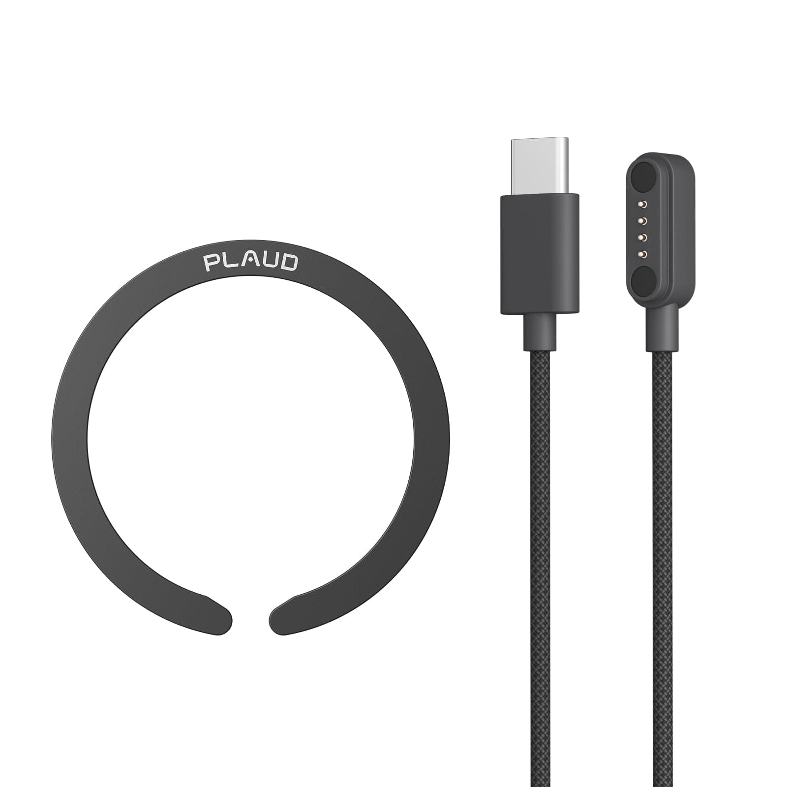 Replacement Set for Plaud Note & Note Pro AI Voice Recorder – USB-C Magnetic Charging Cable & 0.2" Ultra-Thin Magnetic Ring, 2ft Fast-Charge Cable, Official Compatible Accessory
