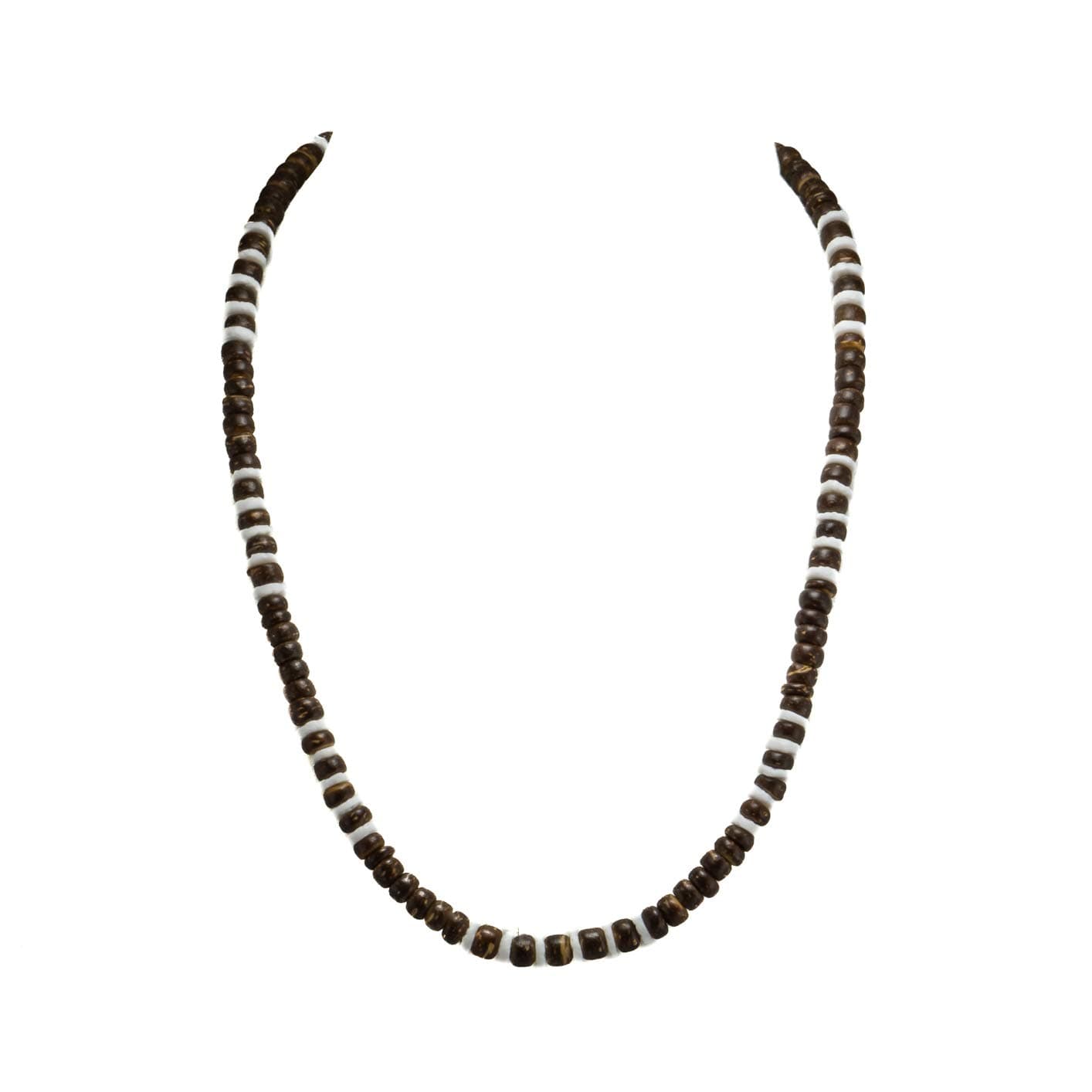 Brown Coconut Shell & Puka Shell Beads Necklace