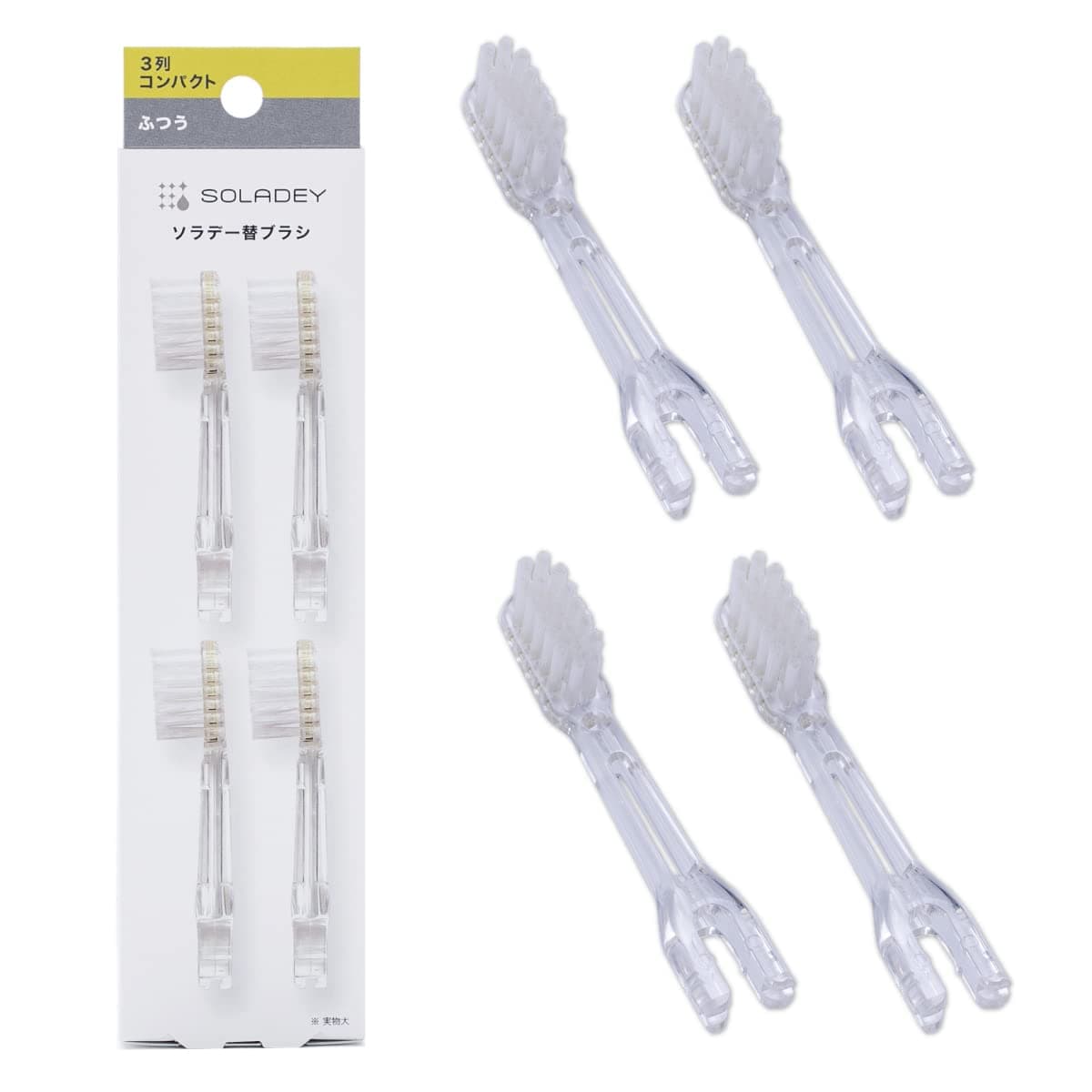 Soladey Ionic Toothbrush Replacement Brush Heads Refill, 4 Count -3 Row Medium Bristle