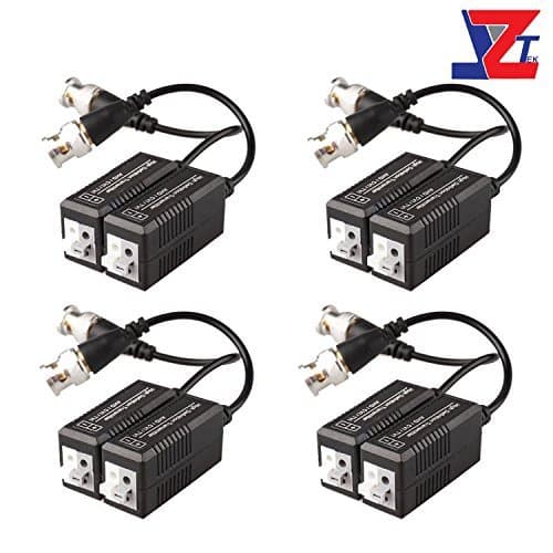 JZTEK 4 Pairs 8 Pieces Passive Video Balun Transmitter & Transceiver with Cable for 1080P TVI/CVI/TVI/AHD/960H DVR Camera CCTV System, Male BNC to UTP CAT5/5e/6/6e Cable, No Power Required