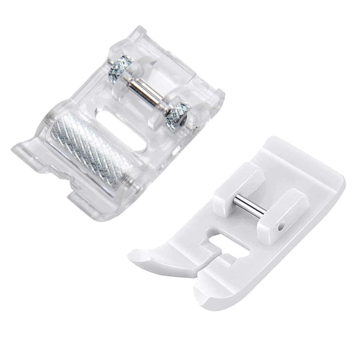 - 2 PCS Roller Presser Foot and Non-Stick Zigzag Teflon Presser Foot - Fits All Low Shank Snap-On Singer, Brother, Babylock, Janome Sewing Machine