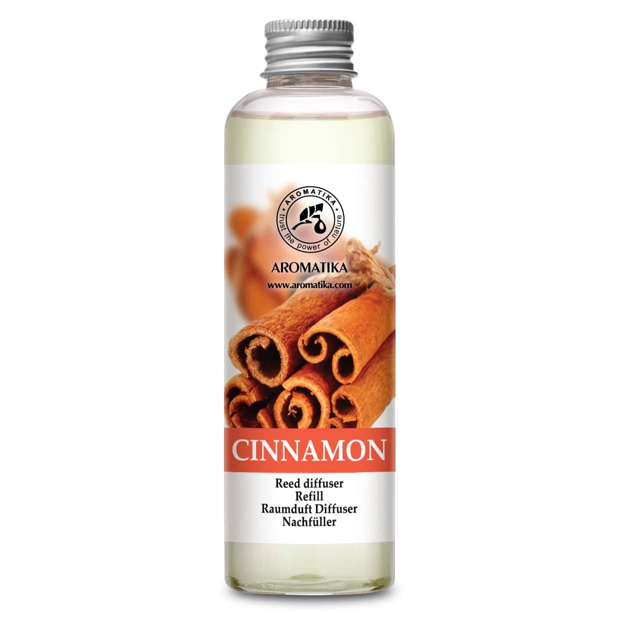 Cinnamon Reed Diffuser Refill with Natural Essential Cinnamon Oil 6.7oz - Fresh & Long Lasting Fragrance - 0% Alcohol - Reed Diffuser Oil Refill for Aromatherapy - Home - Office - Fitness - Boutique