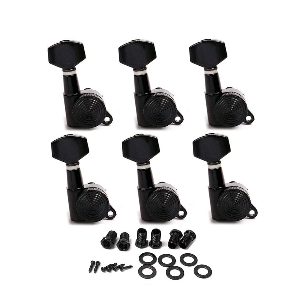 6R Inline Locked String Guitar Tuning Pegs keys Tuners Machine Heads Tuners Keys,Black