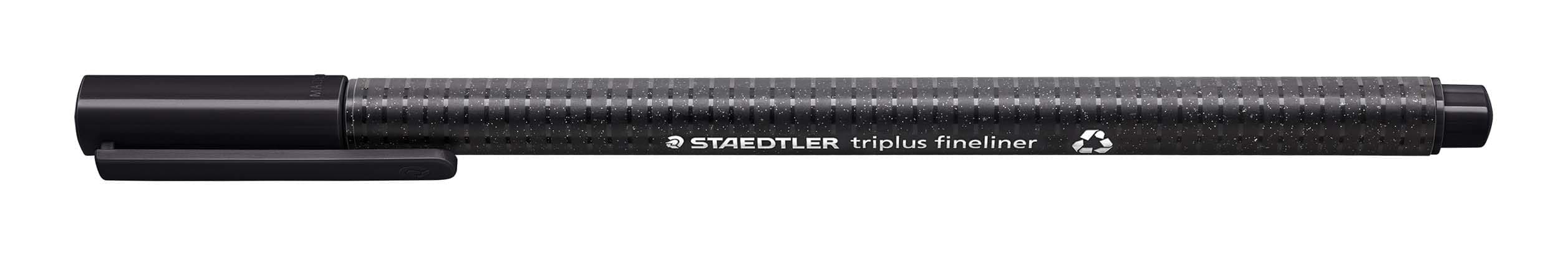 STAEDTLER 334 9 Triplus Fineliner triangular, superfine, metal framed tip, line width approx. 0.3 mm, 10 pieces black, 334-9 VE, FBA_ST 334 9, Pack of 10