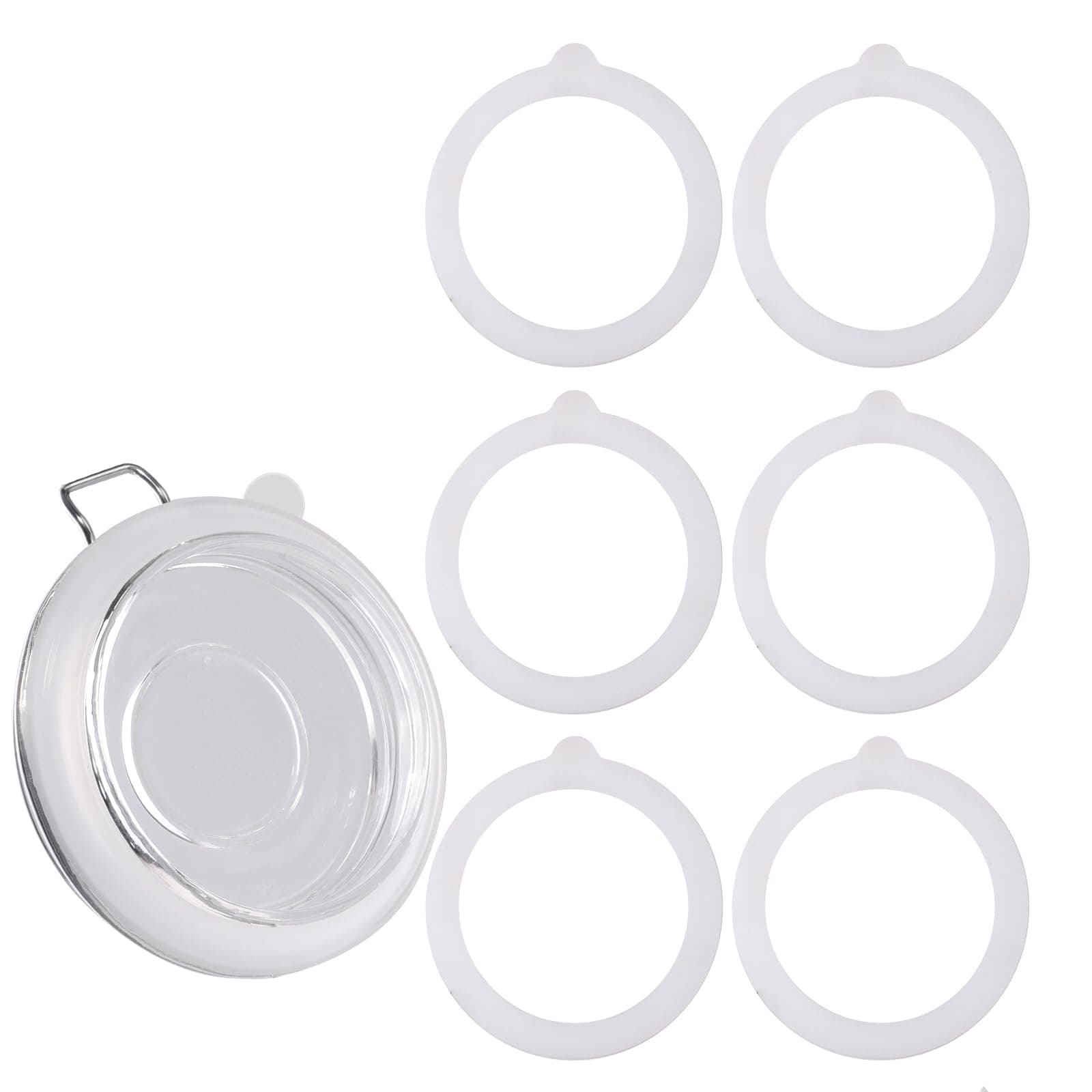 6pcs 4.5 Inch Silicone Replacement Gaskets for Jars Rubber Seals for 3.5 Inch Mouth Glass Jars (White)