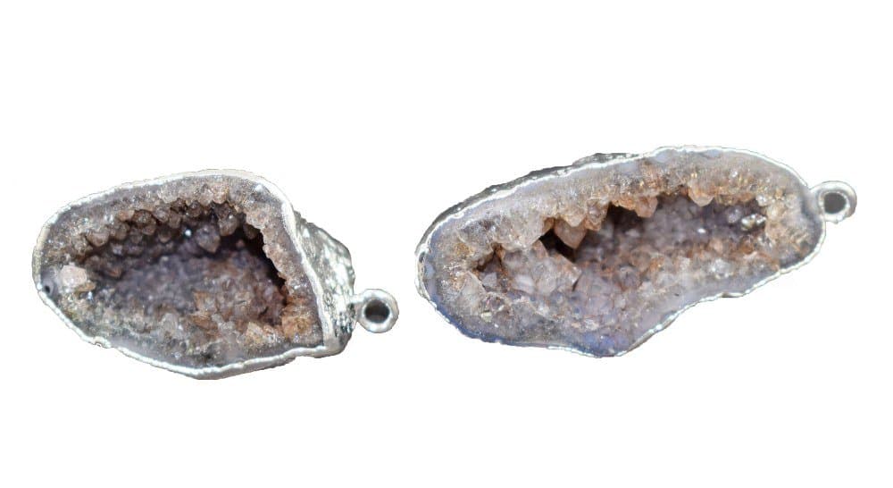 AAA 2 Pcs Raw Natural Tabasco Geodes Connector Statement Agate Druzy Necklace Pendant