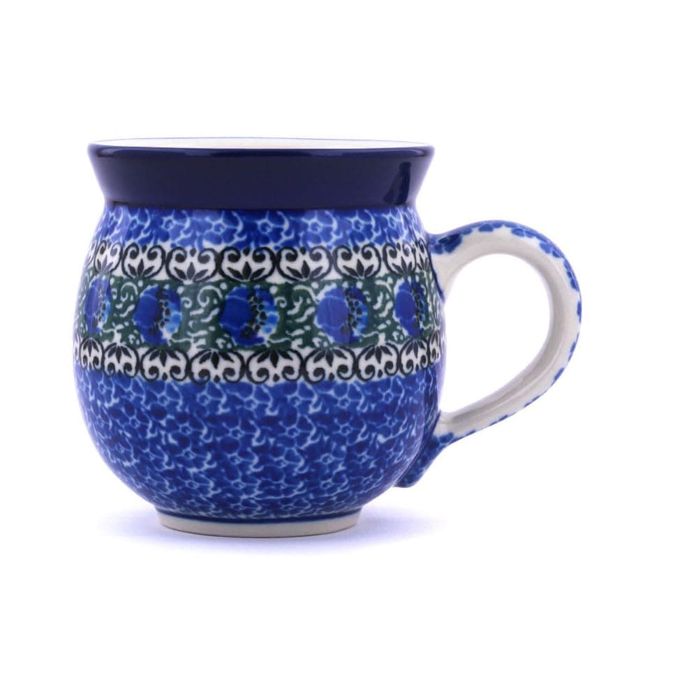 Polish Pottery Mug - 11 oz. Bubble - Peacock Feather