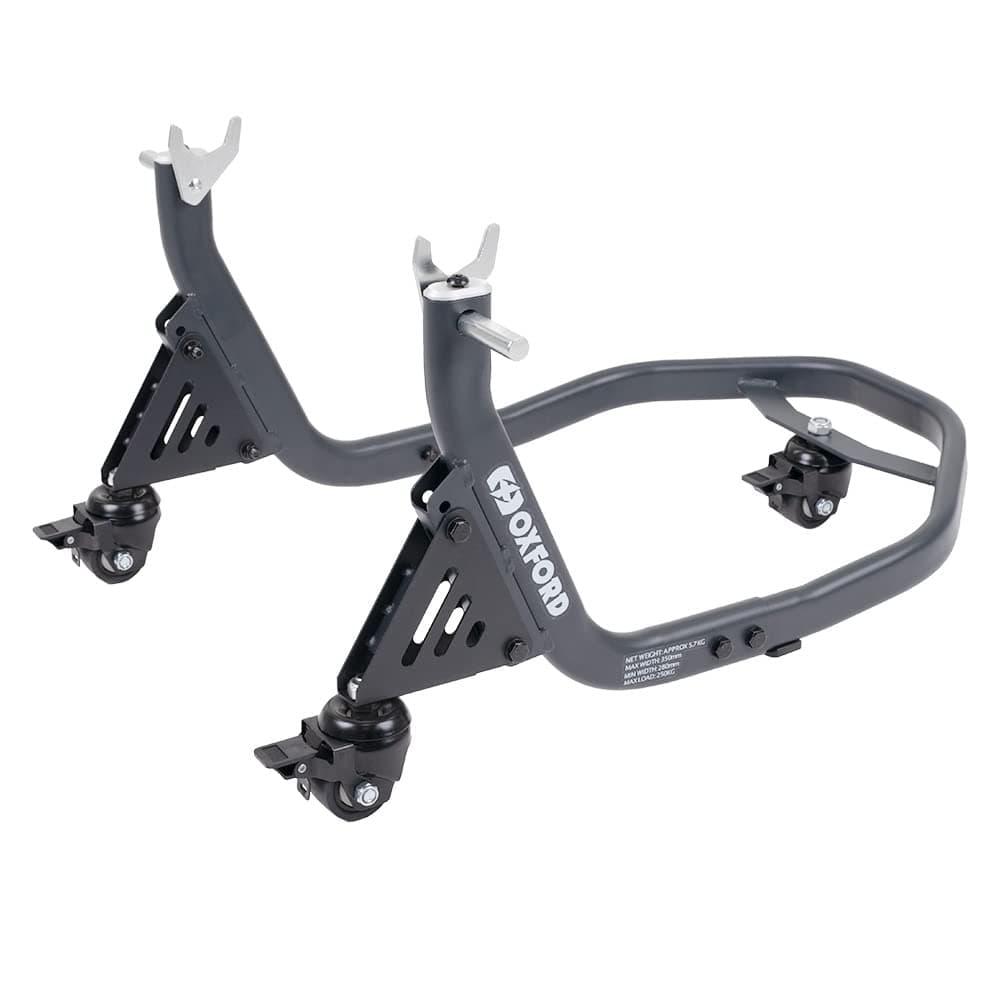 Oxford ZERO-G - Rear Dolly Paddock Stand Motorcycle Workshop Equipment with Casters, Grey