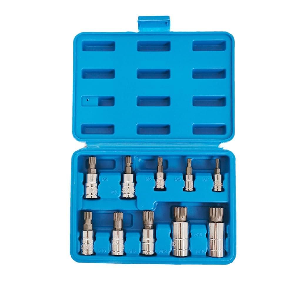 Bolivia's Tamper Proof Torx Bit Socket Set, 10 PCS Torx Star Bit Socket Set with Storage Case, Torx Driver Bits Tool, Spline Socket Bit Set, Metric Hex Bit Sockets Set, M4 - M18 Set