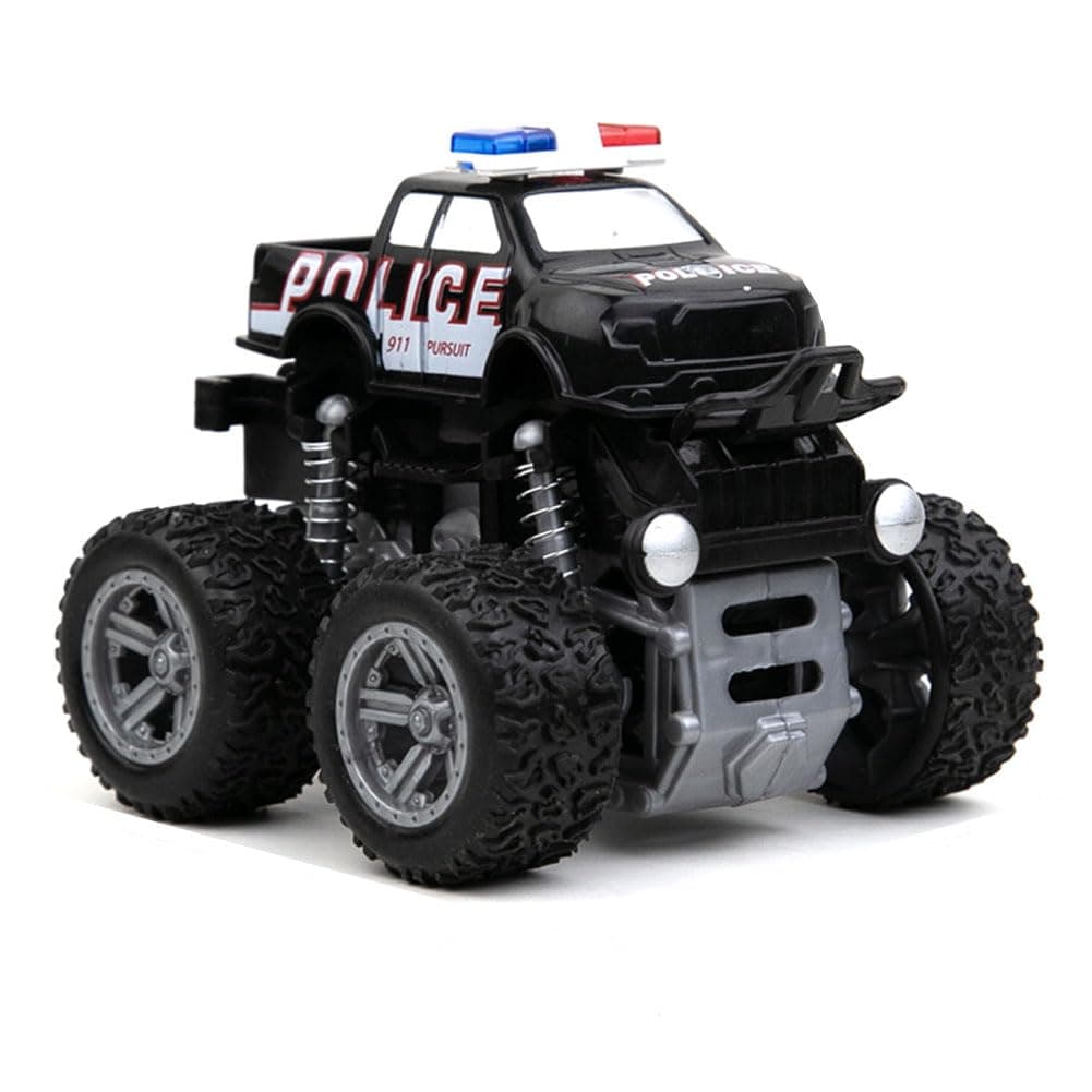 Toddler Car Toys Drive Vehicle Model Return Cycle Pull Back Truck Vehicle Funny Kids Racing Car Toys Rolling Over Cyclotron Turn Around Turn Back CRV Pull-up Car Toys (Police car)